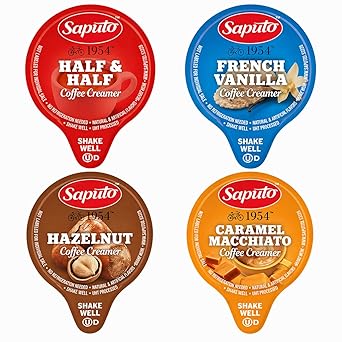 Coffee Creamer Singles Variety Pack 32 Count Non Refrigerated Individual Liquid Creamer Cups, Caramel Macchiato, French Vanilla, Hazelnut & Half and Half for Home, Office Coffee Station and Coffee Bar.
