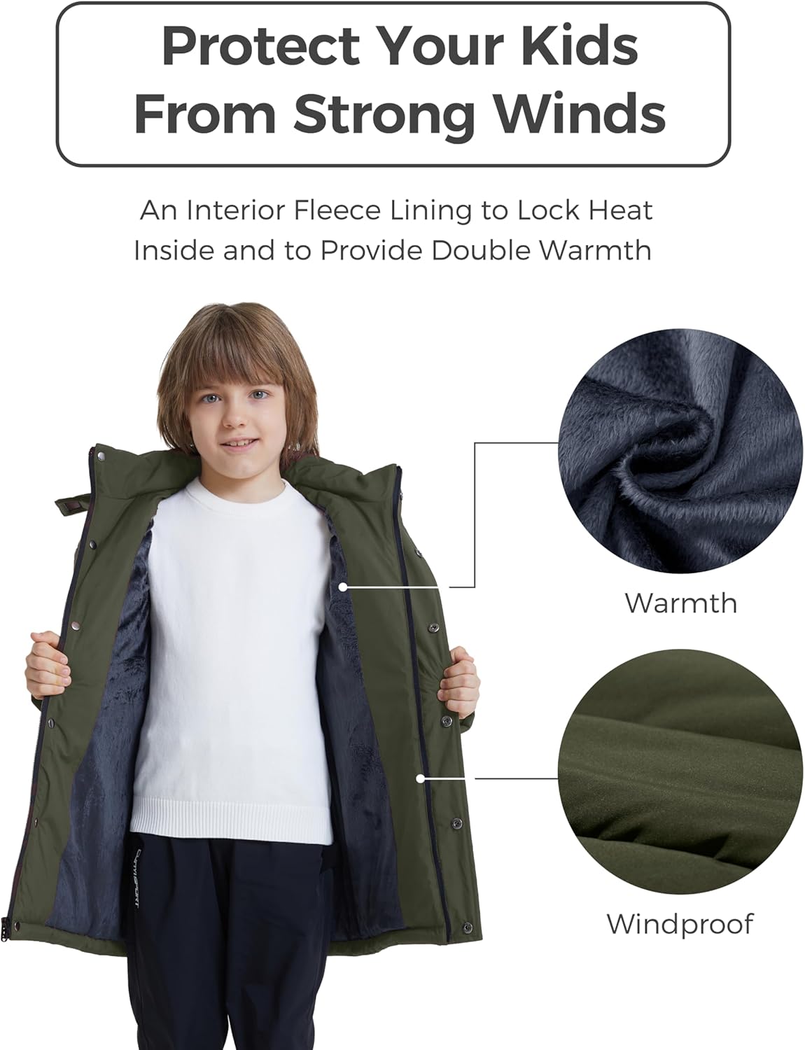 wantdo Boys' Winter Coat Long Puffer Jacket Warm Parka with Removeable Faux Fur Hood - Image 5