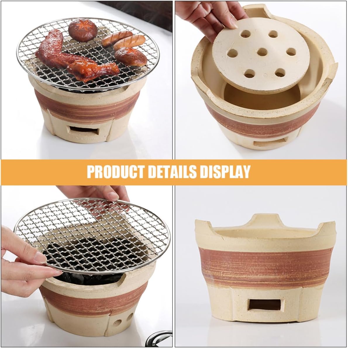 VICASKY Outdoor Barbecue Grill Clay Stove for Cooking Camping Portable Stove Grilling Accessory