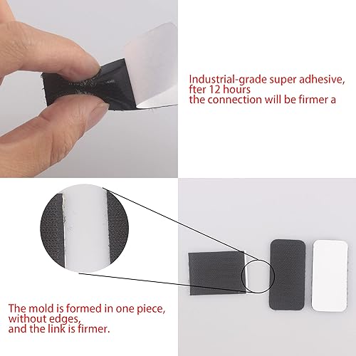 Miniatura 3 de HUAYY Hojas rectangulares de gancho y bucle autoadhesivas (negro, 48 pares de 1 x 2 pulgadas), cierres adhesivos de fuerza industrial, cinta de