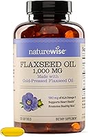 Vista 1 de NatureWise Aceite de linaza de 1000 mg, Omega 3 sin pescado con 580 mg de ALA, suplemento dietético para apoyo a la salud inmunológica, orgánico