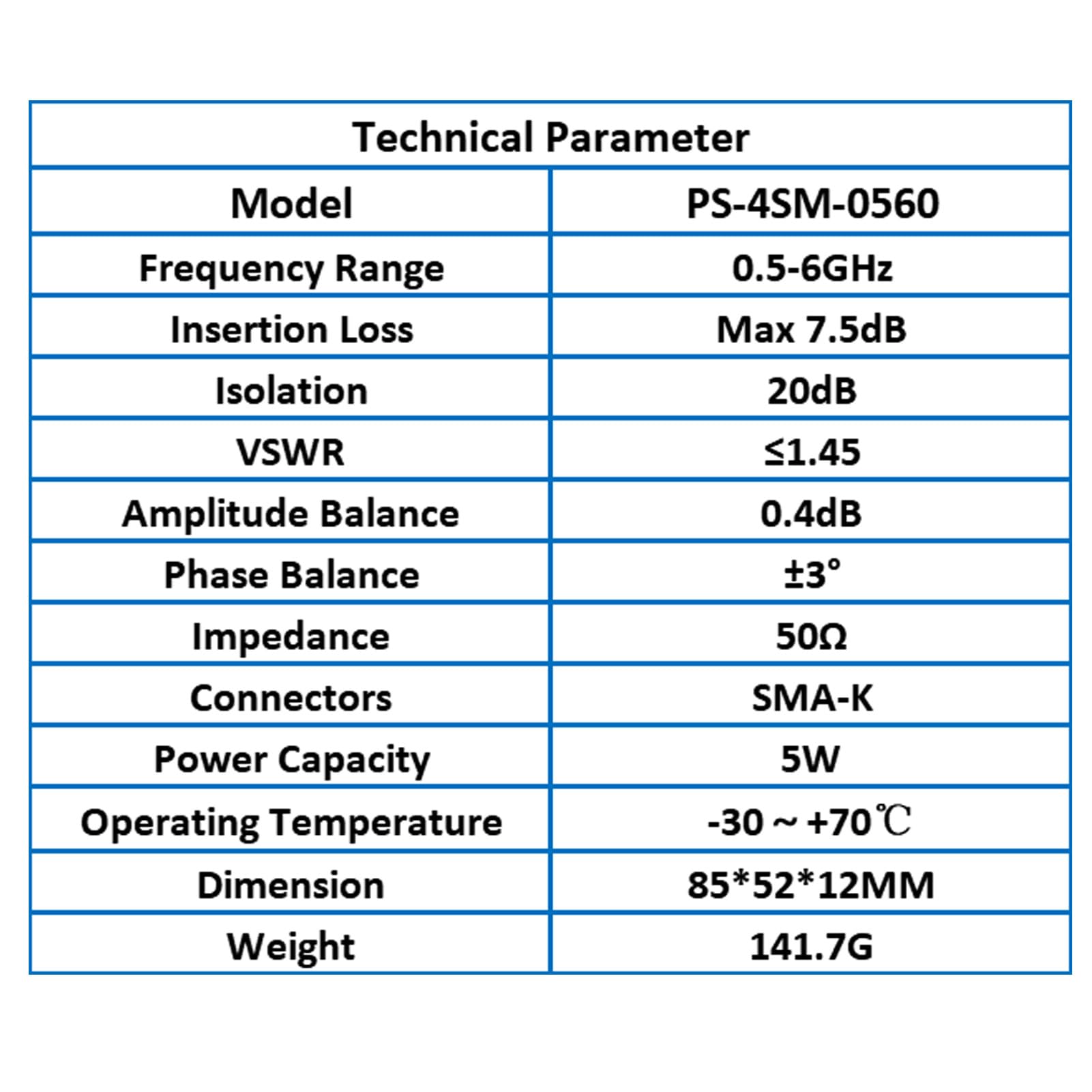 TOJOIN - Divisor de potencia pasivo de 4 vías para conectores SMA, divisor de cable coaxial de 0,5-6 GHz para accesorios de medición de RF/microondas, sistema de antena resistente a la corrosión