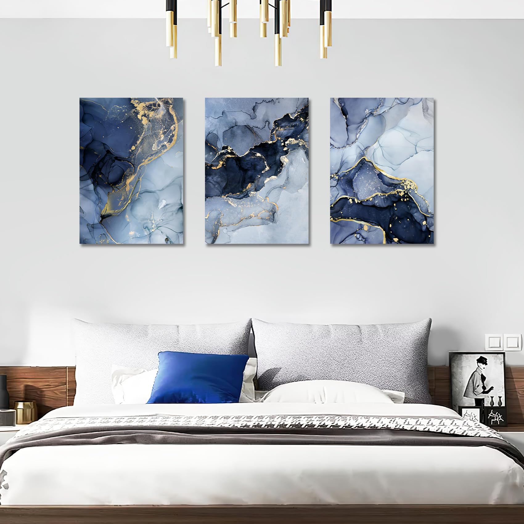 3 Pcs Wooden Framed Canvas Wall Art Set Bohemian Sage Green Canvas Prints Poster Geometric Line Beige Green Pictures for Living Room Bedroom Dinning Room Hallway Stairs Wall Decor 30x40cm x3pcs — view 446
