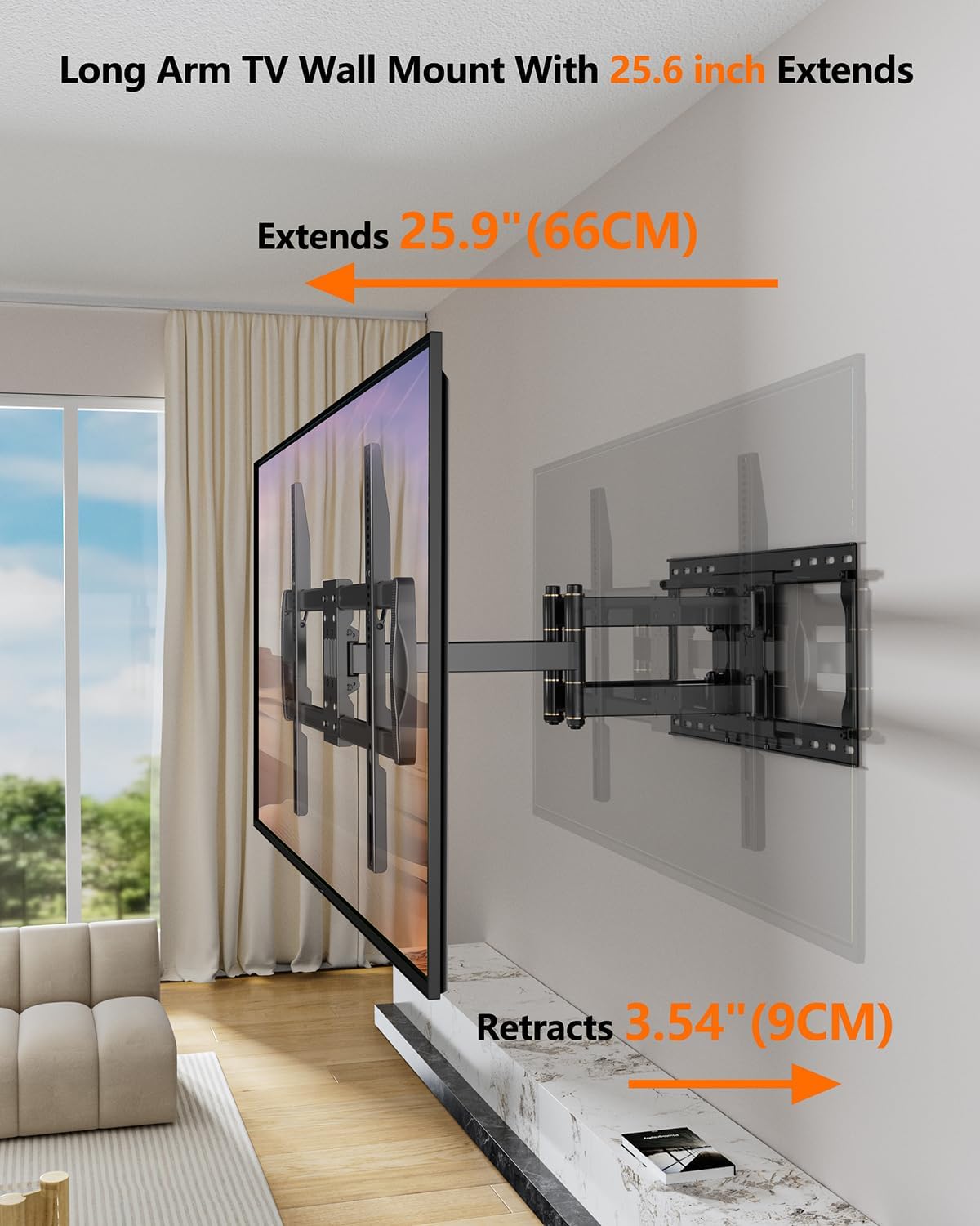 FORGING MOUNT Heavy Duty TV Wall Mount for 42-110" TVs up to 220lbs with 8.2" Sliding Moving for Screen Centering, Full Motion TV Mount Fit 24"-16" Studs with Swivel,Tilt&Level, Max VESA 800x600mm