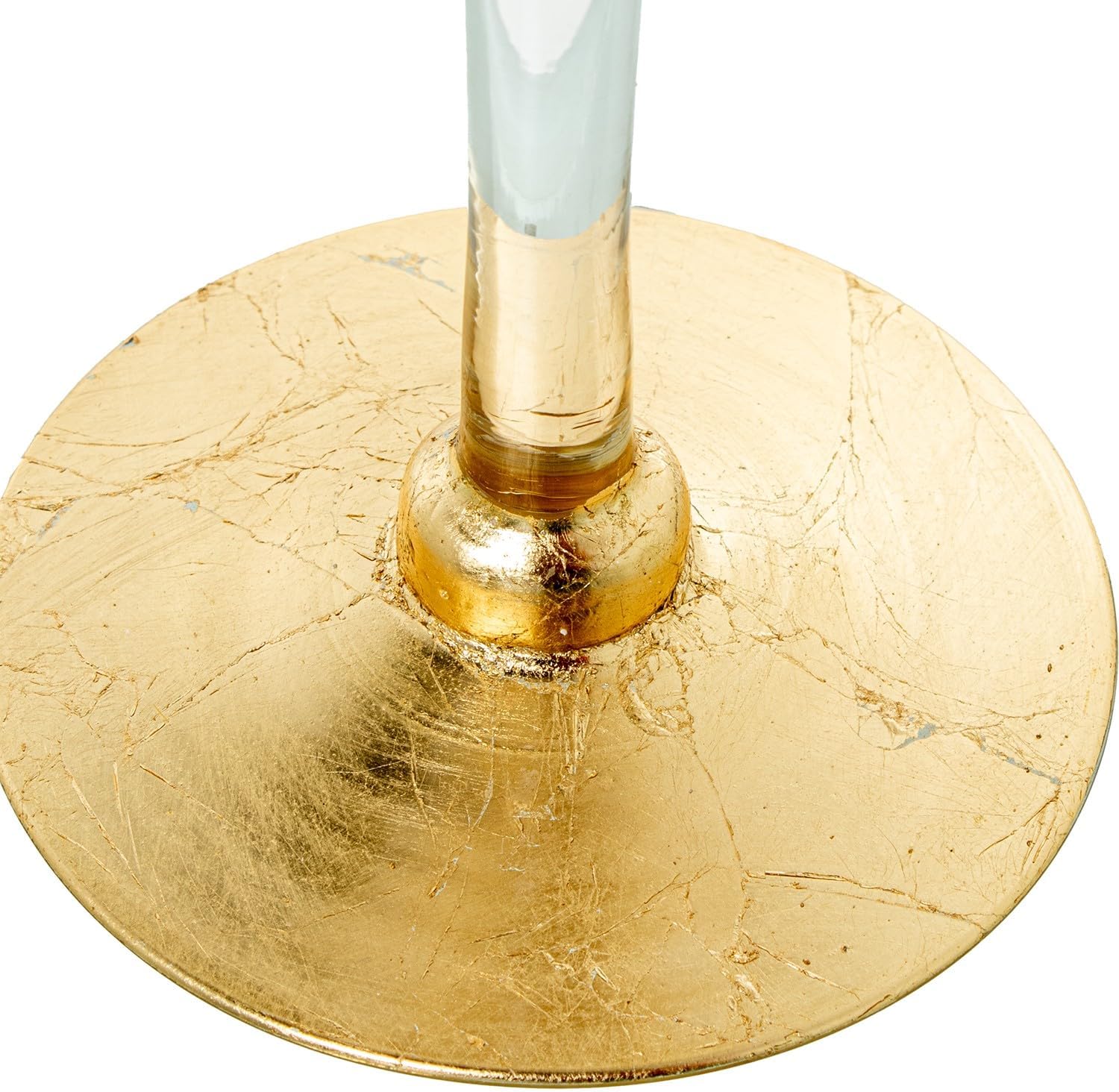 DRW Set of 3 decorative glass glasses in transparent and gold 13x13x30 cm