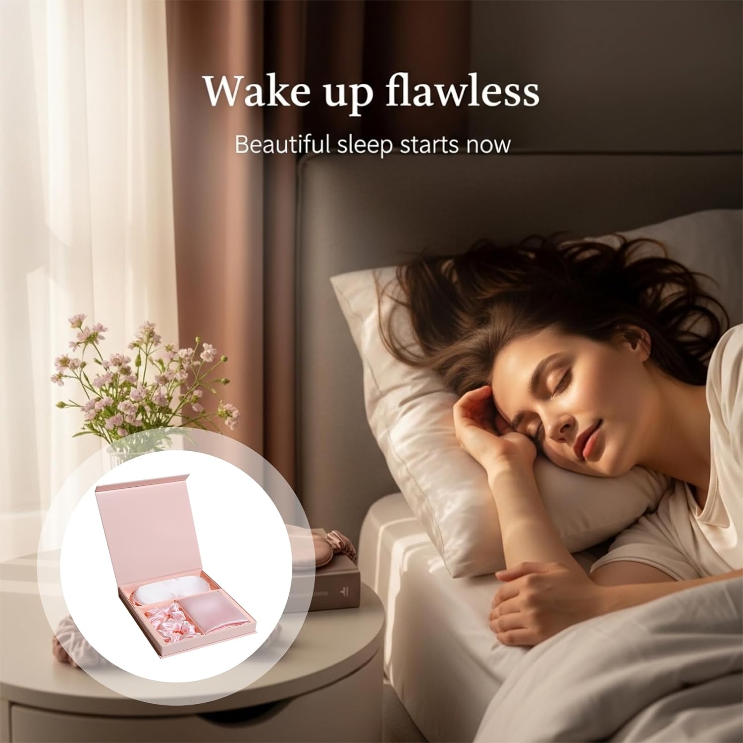 Mulberry Silk Pillowcase, Pink Silk Pillowcase Gift Set with Sleep Mask & Hair Ties, 19 Momme Deluxe Sleep Set, Reduces Friction for Hair & Skin, Women's Gift, 11 X 2.2 X 9.8 in