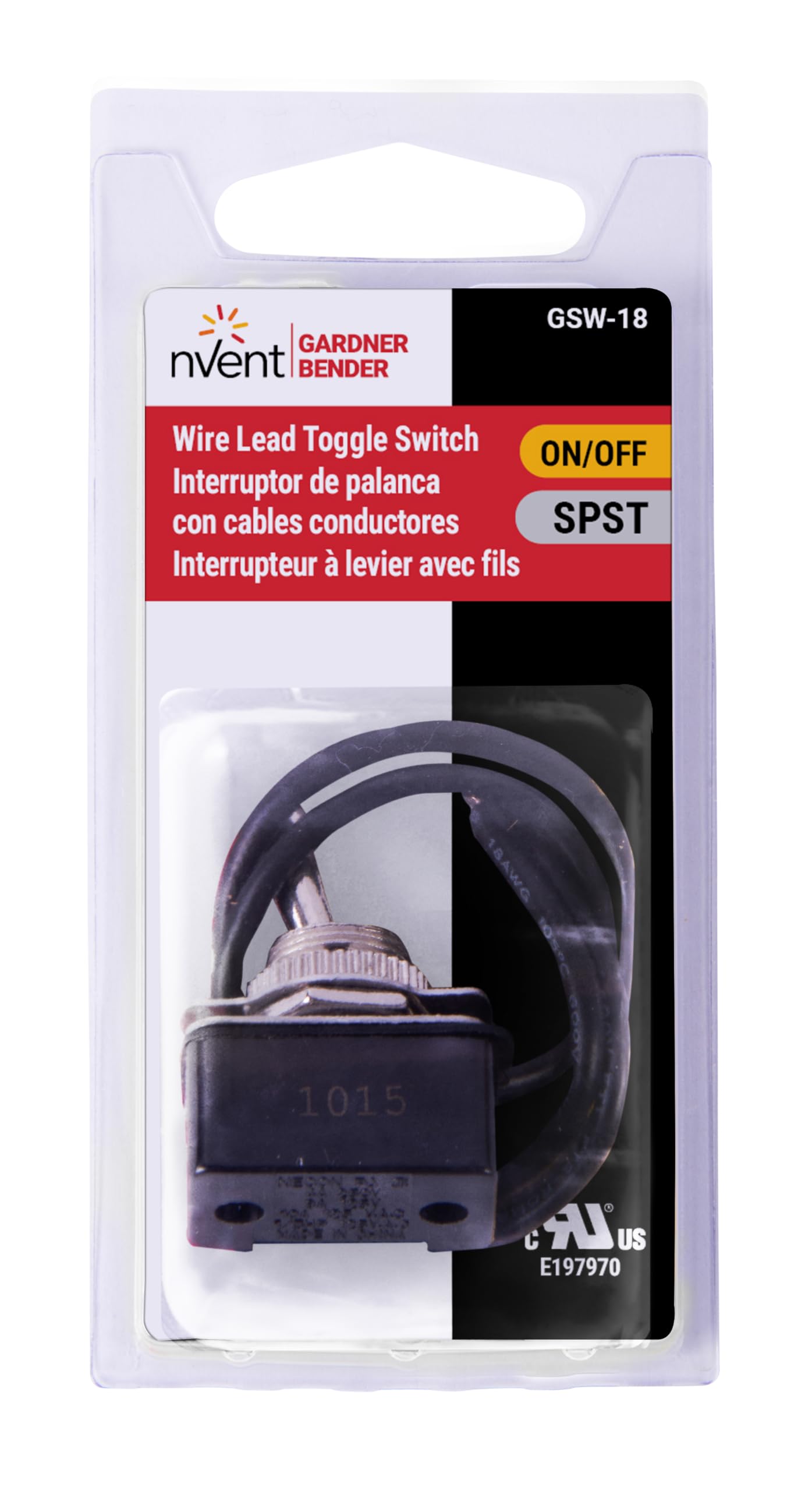 Gardner Bender GSW-18 Heavy-Duty Toggle Switch, SPST, ON-OFF, 8 A