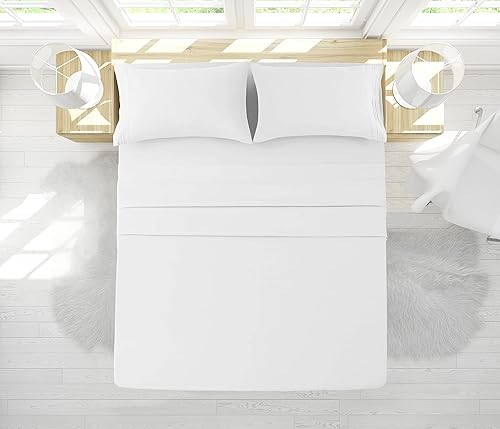 Miniatura 5 de Vacco Juego de sábanas tamaño matrimonial, sábanas y fundas de almohada de 4 piezas para hotel de lujo de la serie 1800, sábanas ultrasuaves,