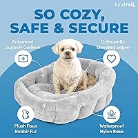 Vista 2 de KindTail Small Orthopedic Dog and Cat Bed - Faux Fur Luxury Cuddler for Pets Under 15 lbs, Comfortable Waterproof Material with Nylon Base - 20" x