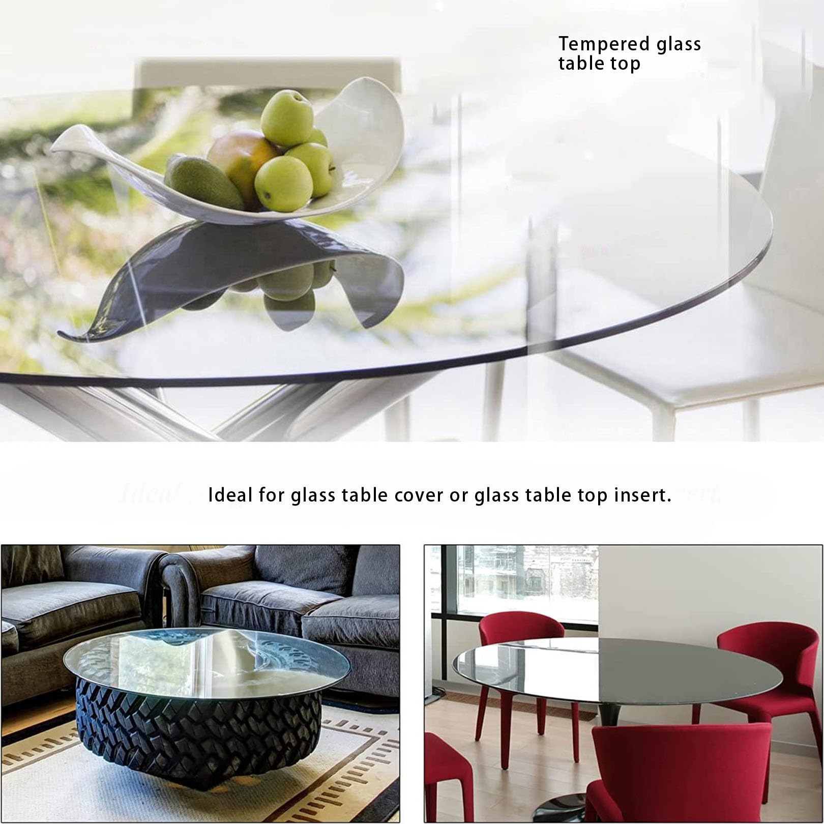 Runde Tischplatte Aus Gehärtetem Glas, 152 Cm Durchmesser, 0,6 Cm Stark – Transparent, Bruchsicher, Für Innen & Außen