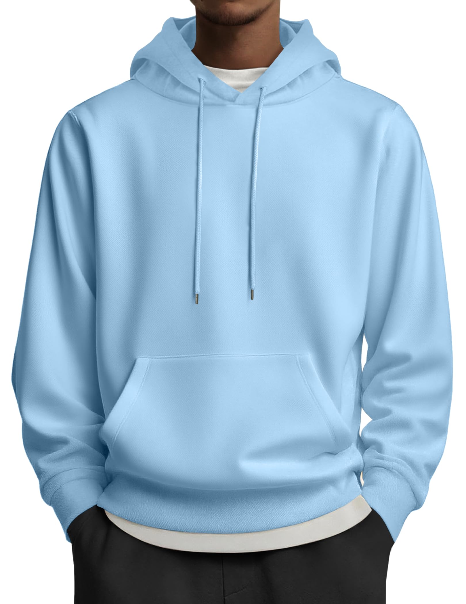 Mens Hoodies Pullover Long Sleeve Casual Fashion Sweatshirts Drawstring Gym Hooded Shirt with Kanga Pocket