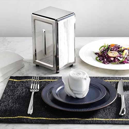 Miniatura 2 de Soro Essentials - Juego de 2 dispensadores de servilletas de acero inoxidable, plegado alto, 7.9 x 5 x 4 pulgadas, dispensador de servilletas con