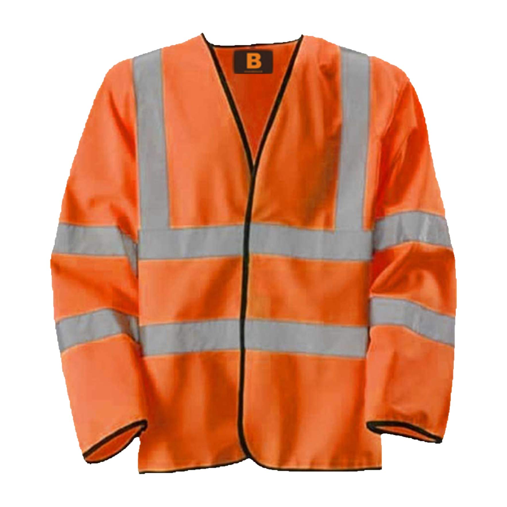 Orange Long Sleeve Vest Hi Vis Viz Reflective Safety Vest Waistcoat, Conforms to EN20471 Class 3 & GO/RT 3279, High Visibility, By Brook Hi Vis, XLarge