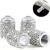 Alpmosn Bling Rhinestone Tire Valve Caps, 4PCS Crystal Shiny Dustproof Stem Caps for Cars Trucks SUVs Motorcycles - White
