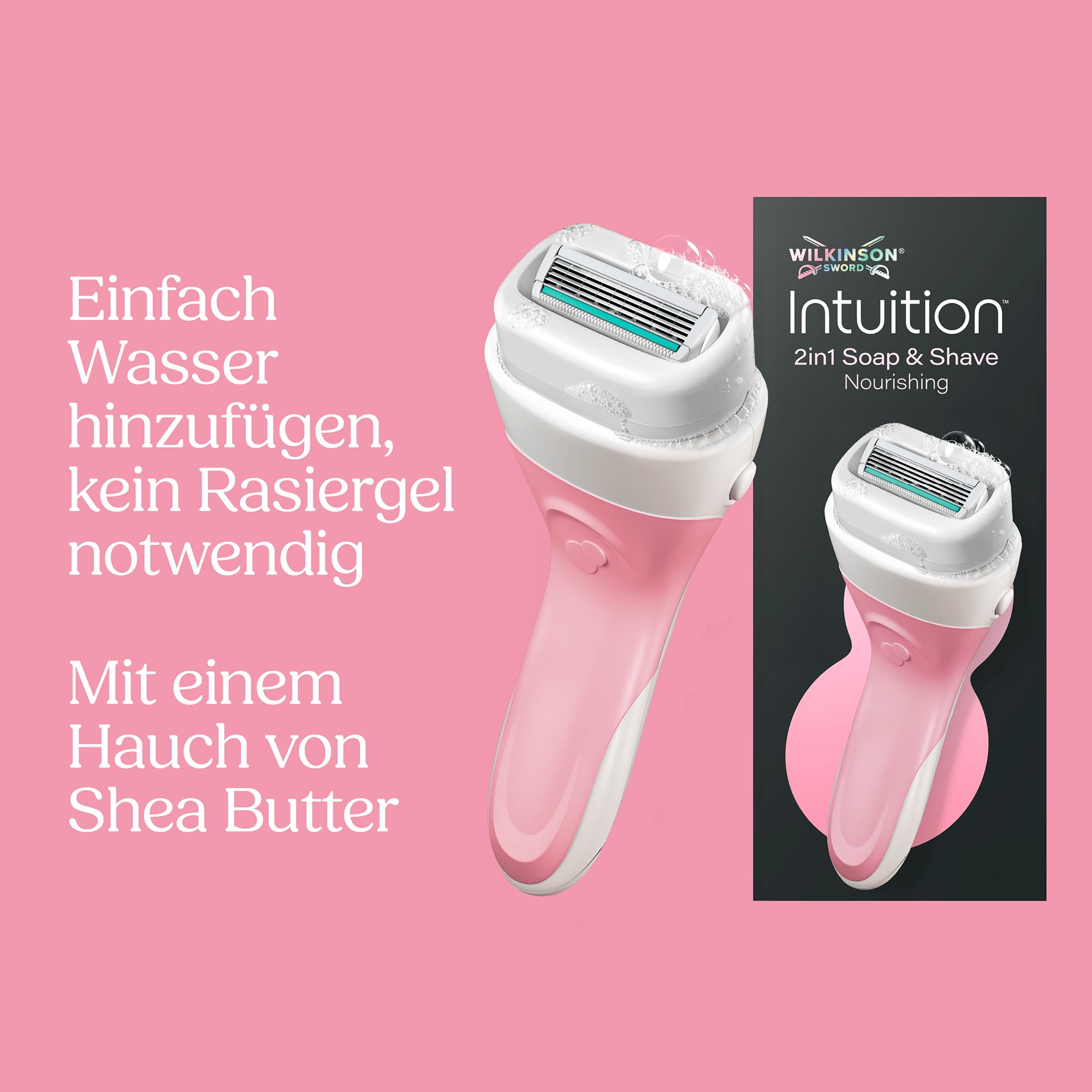 Wilkinson Sword Intuition 2in1 Soap and Shave Nourishing Damenrasierer, Integrierte vegane Seife, XL-Packung, Damenrasiergriff plus 5 Ersatzklingen
