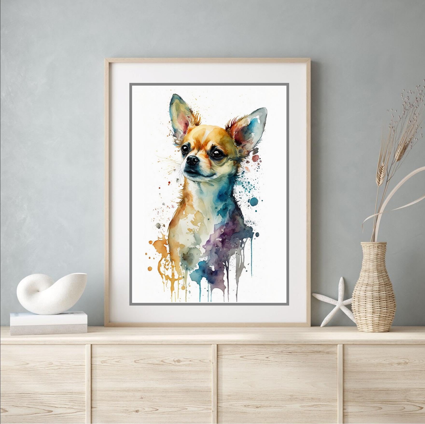 Signed By The Stars Multi Beauitiful Vivid Fine Art Print Of A Chihuahua Painting (Picture 3) (A4 Print Only 29.7 X 21Cm)