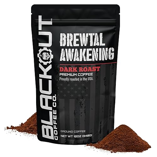 Blackout Coffee Brewtal Awakening Ground Coffee – Dark Roast, Bold