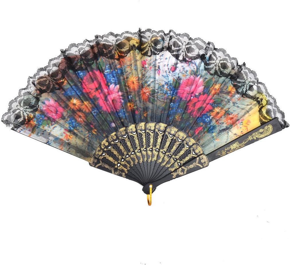 Plastic Frame Flower Pattern Wedding Party Handheld Folding Fan 10 Pcs Multicolor (id: 5f7 5d6 01c 51e c42
