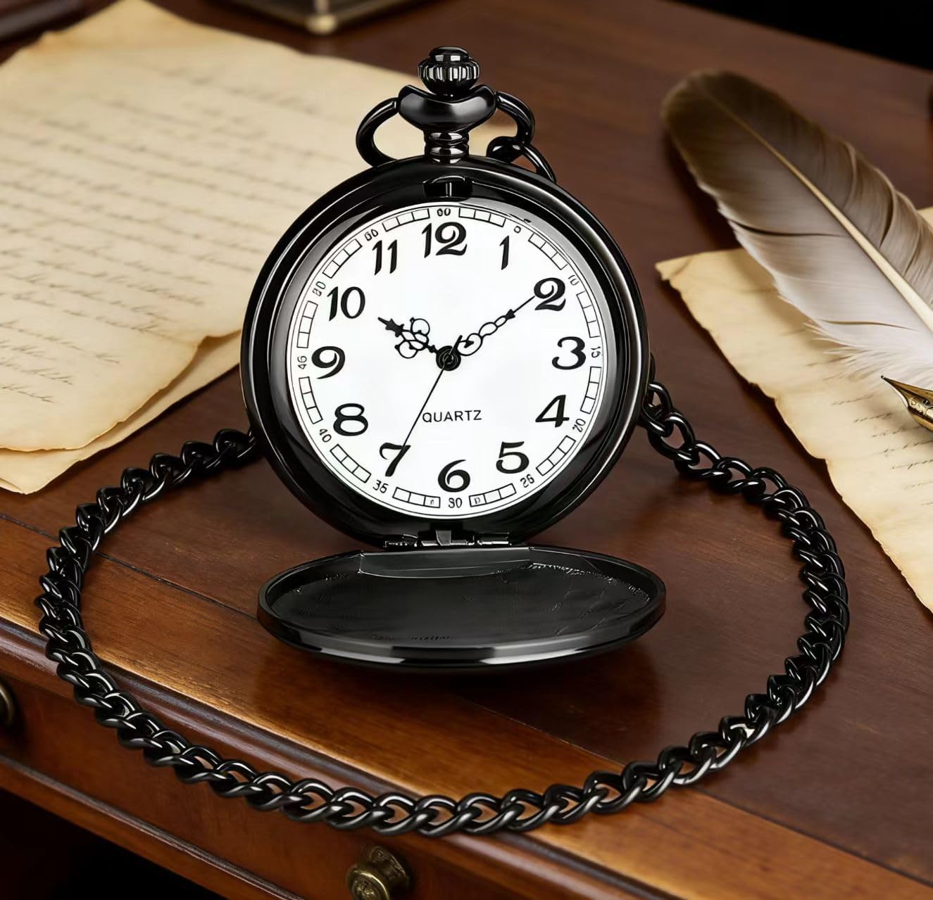 Udaney to My Dad Pocket Watch + Keychain Stone with Beautiful Box for Dad Gifts | Father's Day Gifts