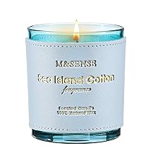 M&SENSE Candele Profumate Soia Cotone Sea Island |283g, Aroma Pulito e Marino 50 Ore, Candela Naturale per Soggiorni Minimalisti, Regalo per Appassionati di Stile Costiero
