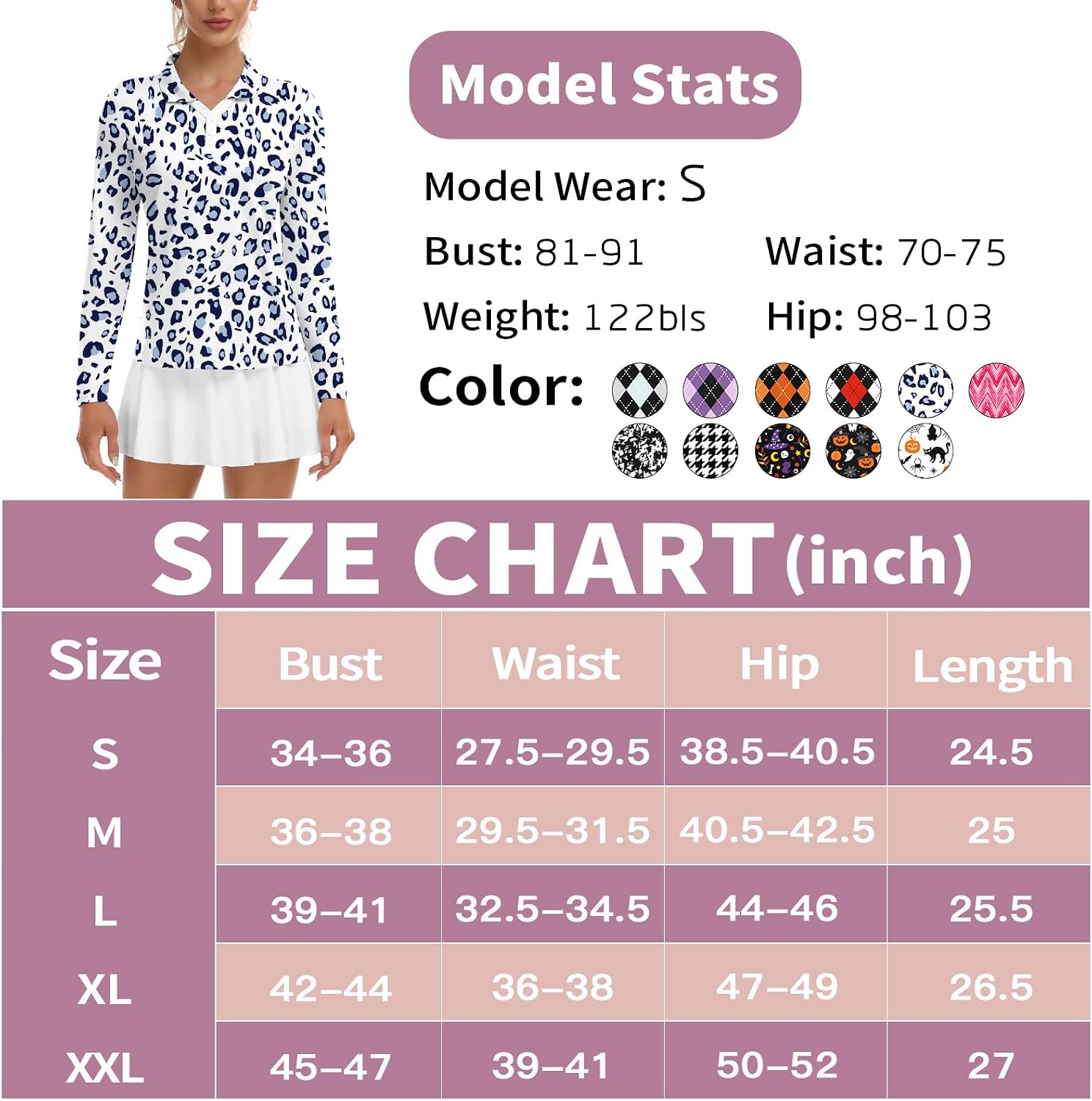 Soneven Womens Golf Shirts Moisture Wicking V Neck Long Sleeve Polo Shirts Collared Tops