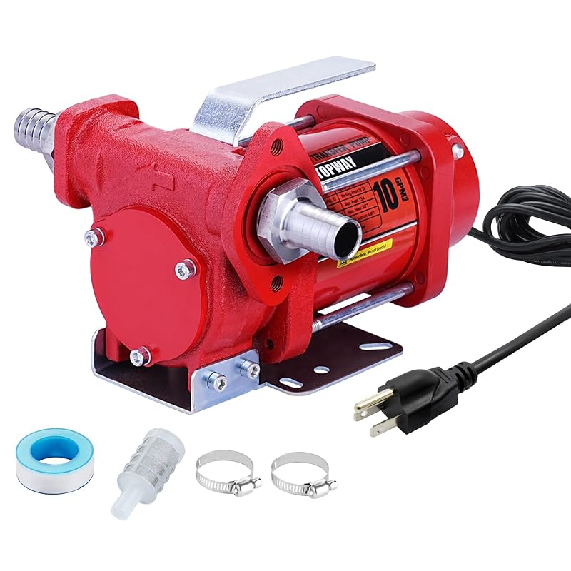 Bomba de Transferência de Combustível TOPWAY 110 V AC, Vazão de até 37,9 L/min, Autoprimante, Vermelha