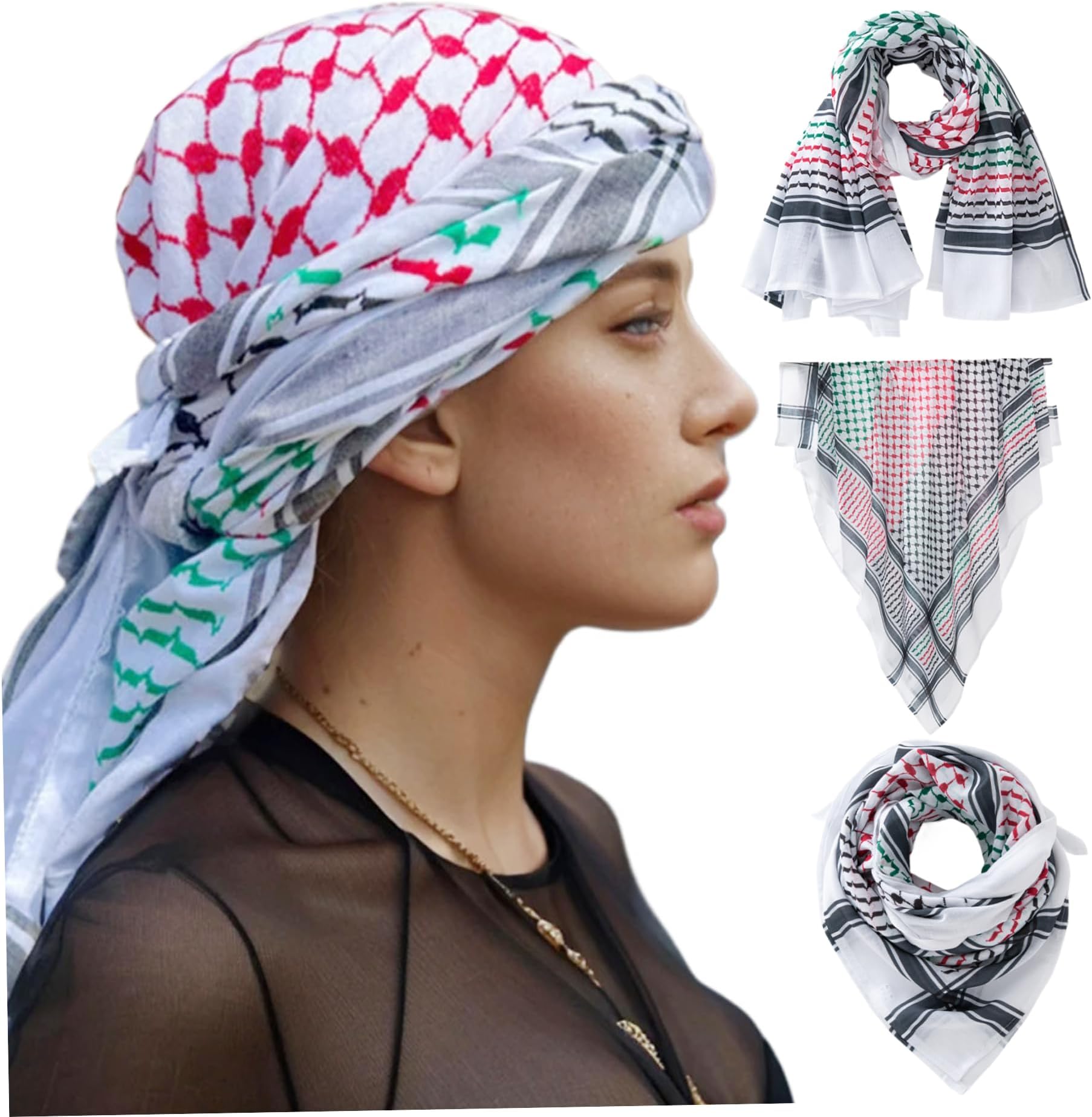 HemorePalestinian Scarf, 54x54in Breathable Palestinian Keffiyeh, Desert Scarf, Middle East Head Neck Scarf, Arab Wrap Shemagh for Men Women