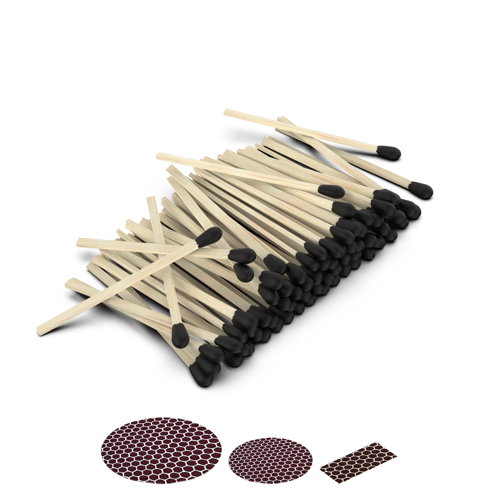 ZIKANI 3" Decorative Black Tip Matches (100 Count, with Striker Stickers) | Ideal for Gifts & Home Decor | Premium Short Long Wood Safety Matches by