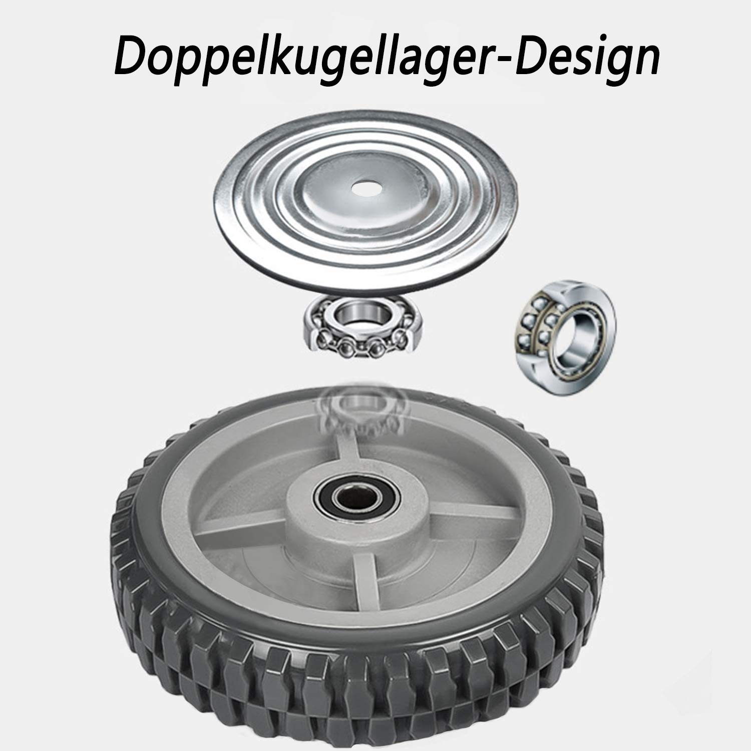4 Stück Schwerlastrollen Plattenrollen, 200mm Lenkrollen mit Bremse,360° Drehbar Transportrollen Rollen Schwerlast Lenkrollen Möbelrollen Tragkraft 1000KG(2 Lenkrollen + 2 Bremsrollen)