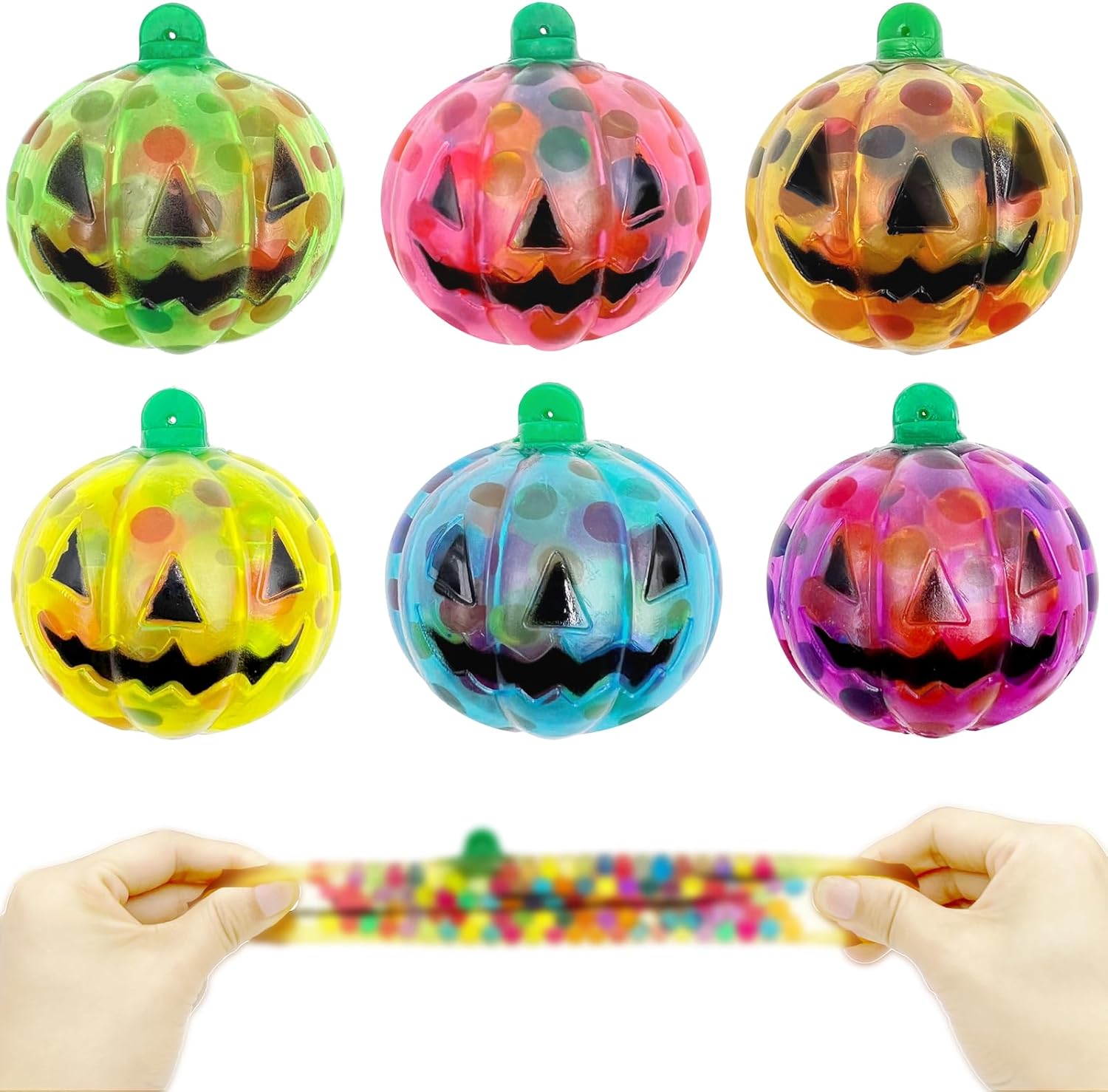 6 Pcs Pumpkin Stress Balls, Halloween Squishy Squeeze Balls Fidget Toys, Stress Relief Toys for Adult, Halloween Trick or Treat Goodie Bag Fillers, Party Favors Gifts