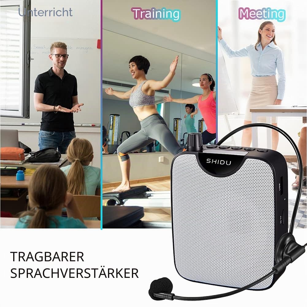 Sprachverstärker Tragbarer,Ssprachverstärker mit mikrofon kabellos Headset & verstellbare Taille Band,Leichte Mini Lautsprechers Voice Amplifier für Reiseführer, Lehrer, Trainer, Vorträge, Kostüme