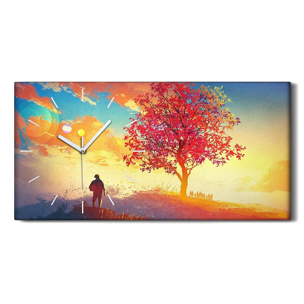 Horloge sur Toile Mains Blanches Art Mural de Qualité Supérieure 60x30cm