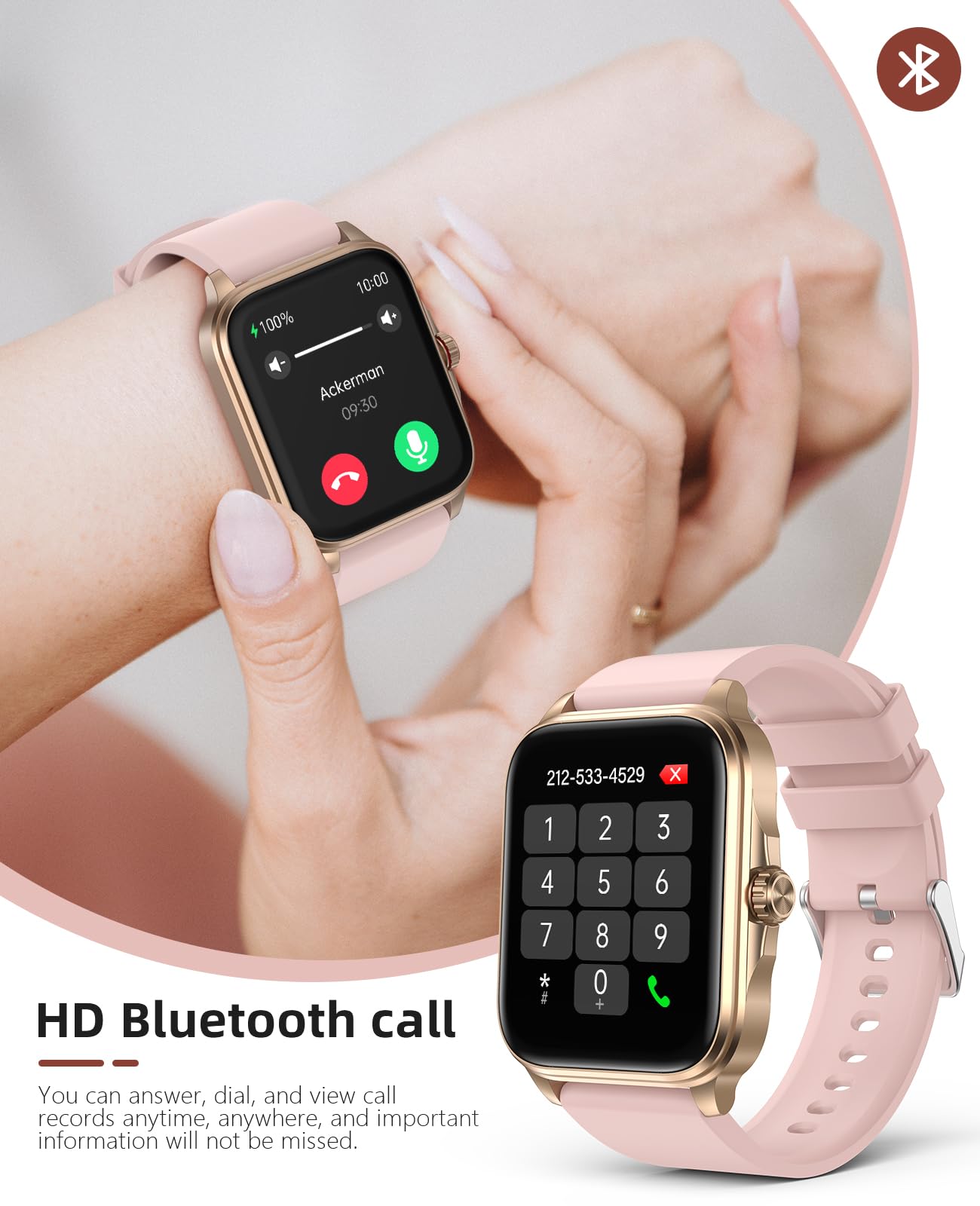 SOUYIE Smartwatch Uomo Donna, Smartwatch con Effettua/Risposta Chiamate, 1.96" Orologio Smart watch con Monitoraggio del SpO2 Sonno Contapassi per IOS Android