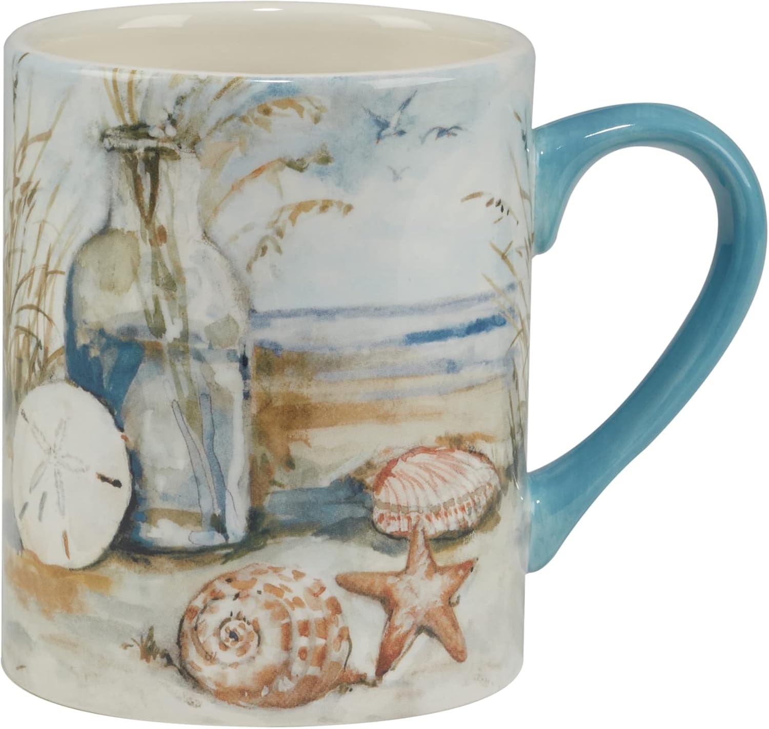 Set of 4 Blue Coastal Ceramic 16oz Mugs