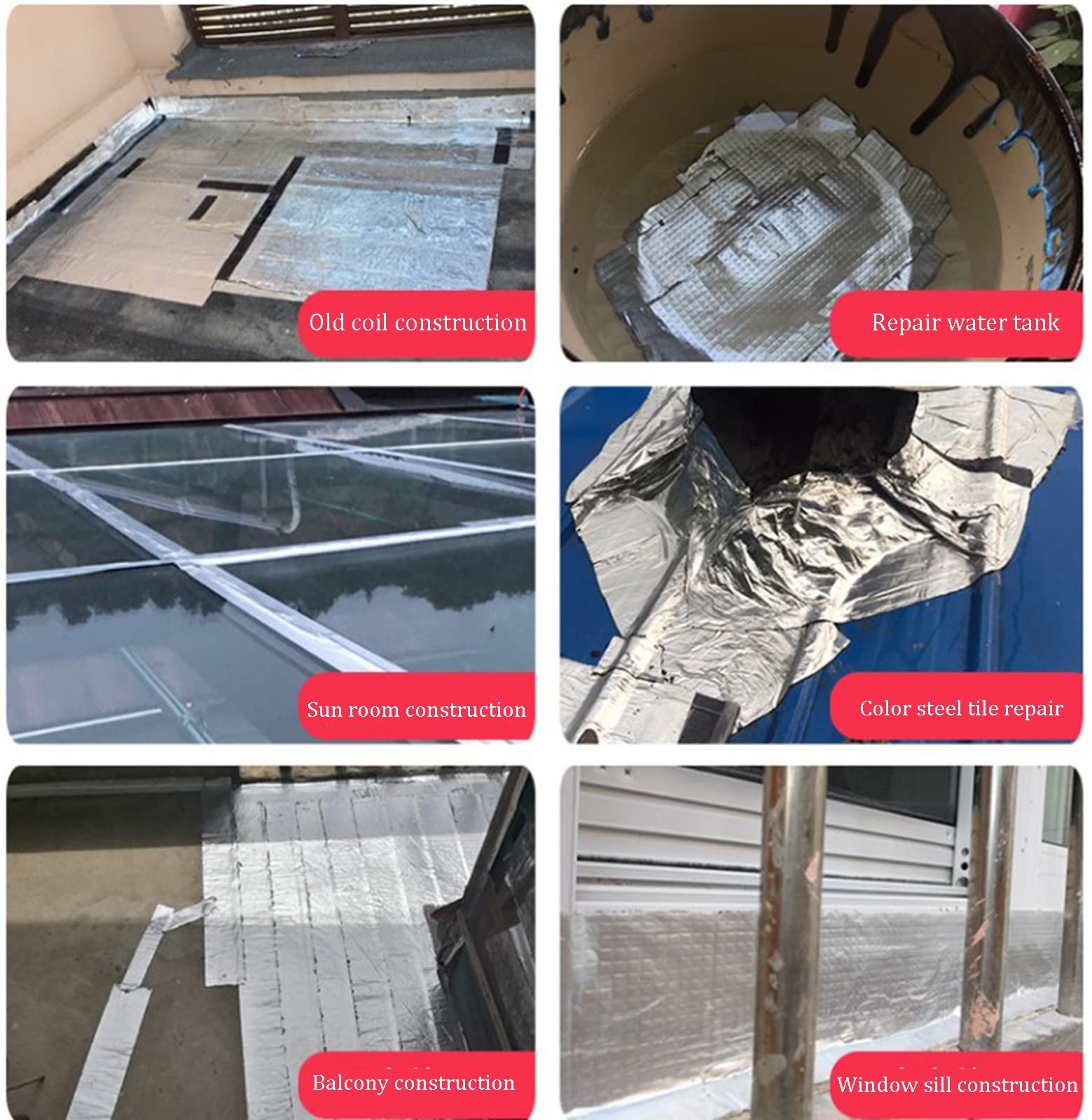 Cinta de butilo, cinta de butilo impermeable, 2/4 pulgadas x 16/33 pies, cinta de aluminio con adhesivo de goma de butilo para ventanas y techos de metal, parches (5 cm x 10 m)
