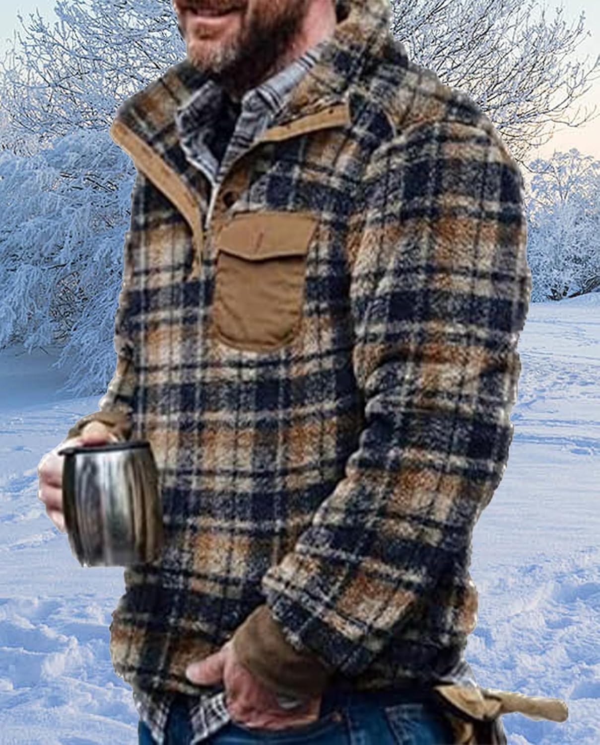 Western Sweatshirts for Men Aztec Fleece Pullover Sweatshirts Mens Vintage Print Fuzzy Sweatshirt - Image 5