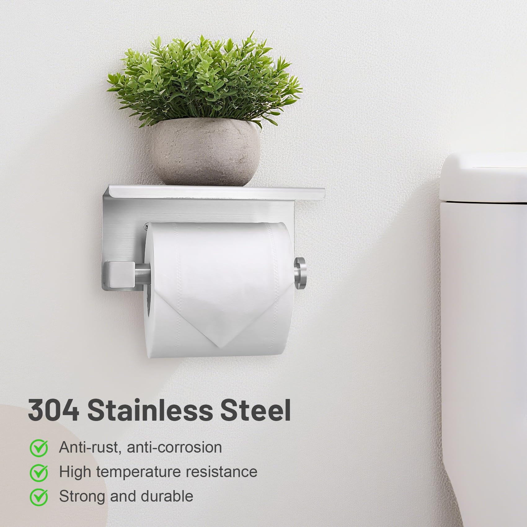 TURS Porta carta igienica con telefono, porta carta igienica per bagno, in acciaio inossidabile SUS 304, per bagno o cucina, cromato