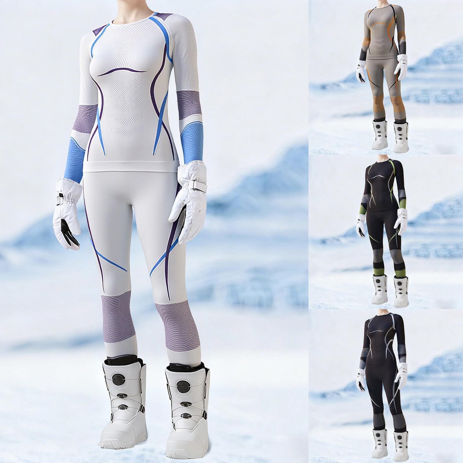 Damen Thermounterwäsche Set Skiunterwäsche Unterwäsche Thermo Atmungsaktiv