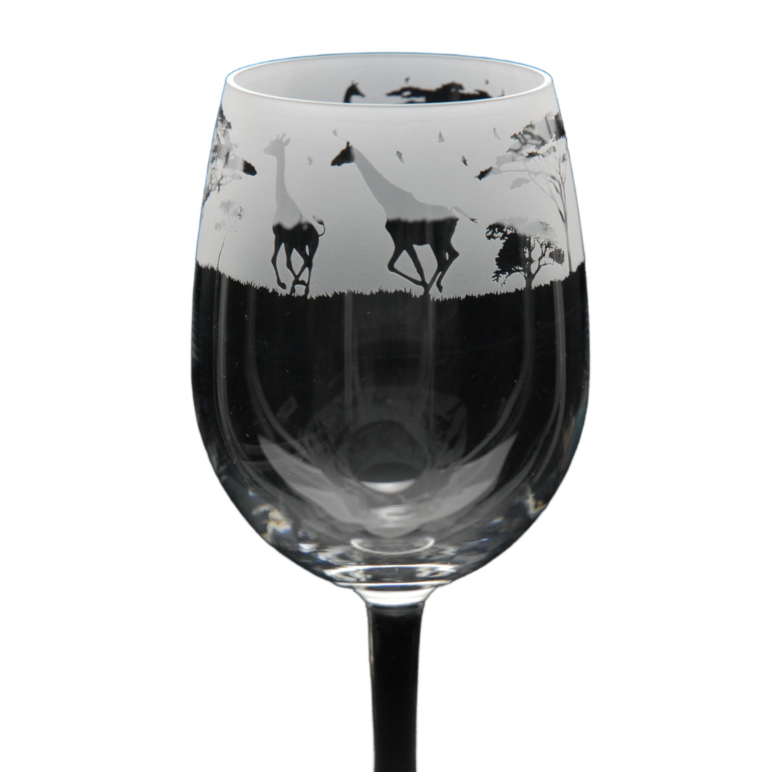 GLYPTIC Glass Art Giraffe Hand Etched/Engraved Crystal Wine Glass โ image 1