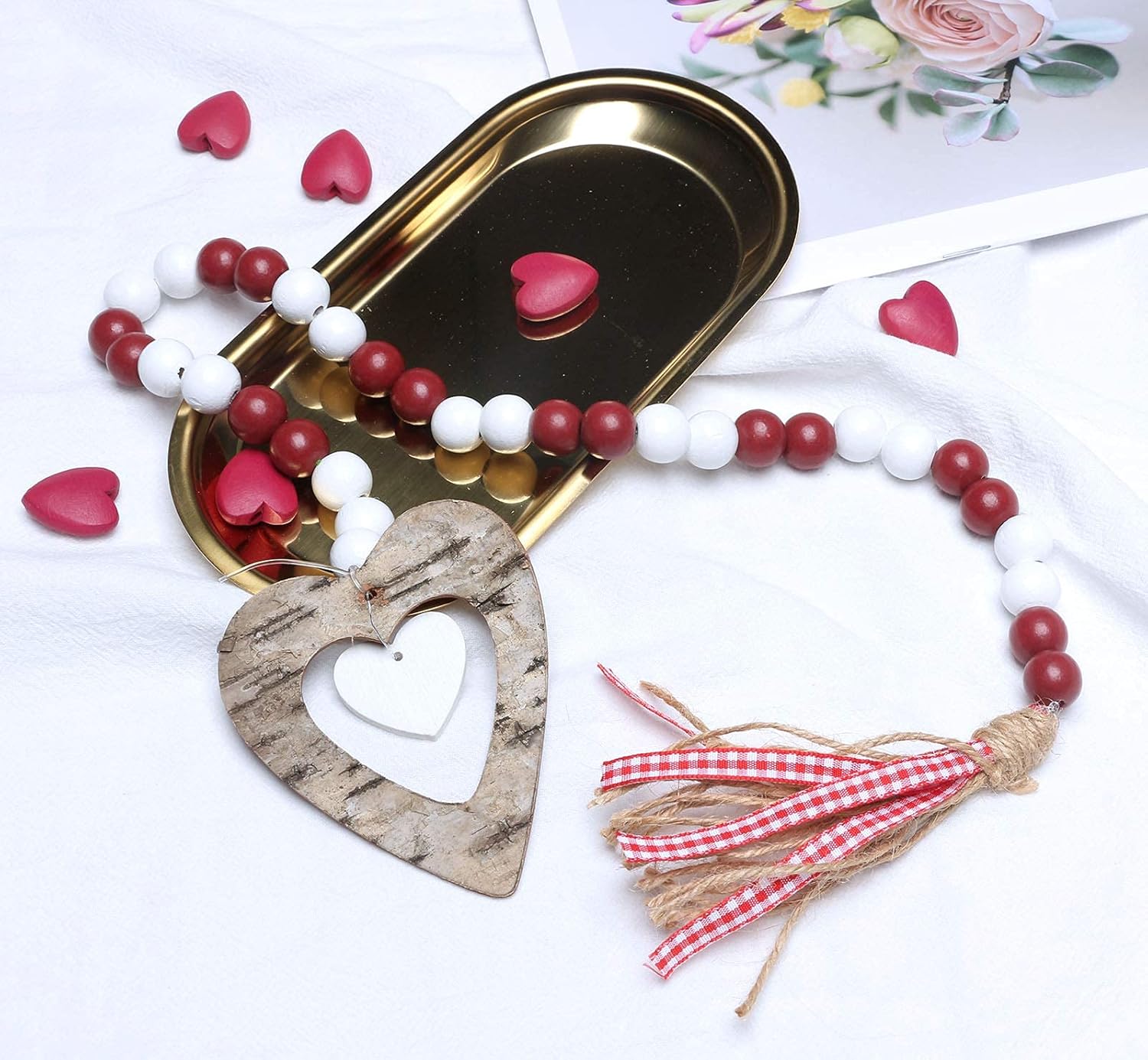 16mm Wood Beads Dark Red Wooden Beads Round Wooden Spacer Beads for Farmhouse Garland Wall DIY Crafts Hanging Decor (150Pcs, 3.5mm Hole) - Image 7