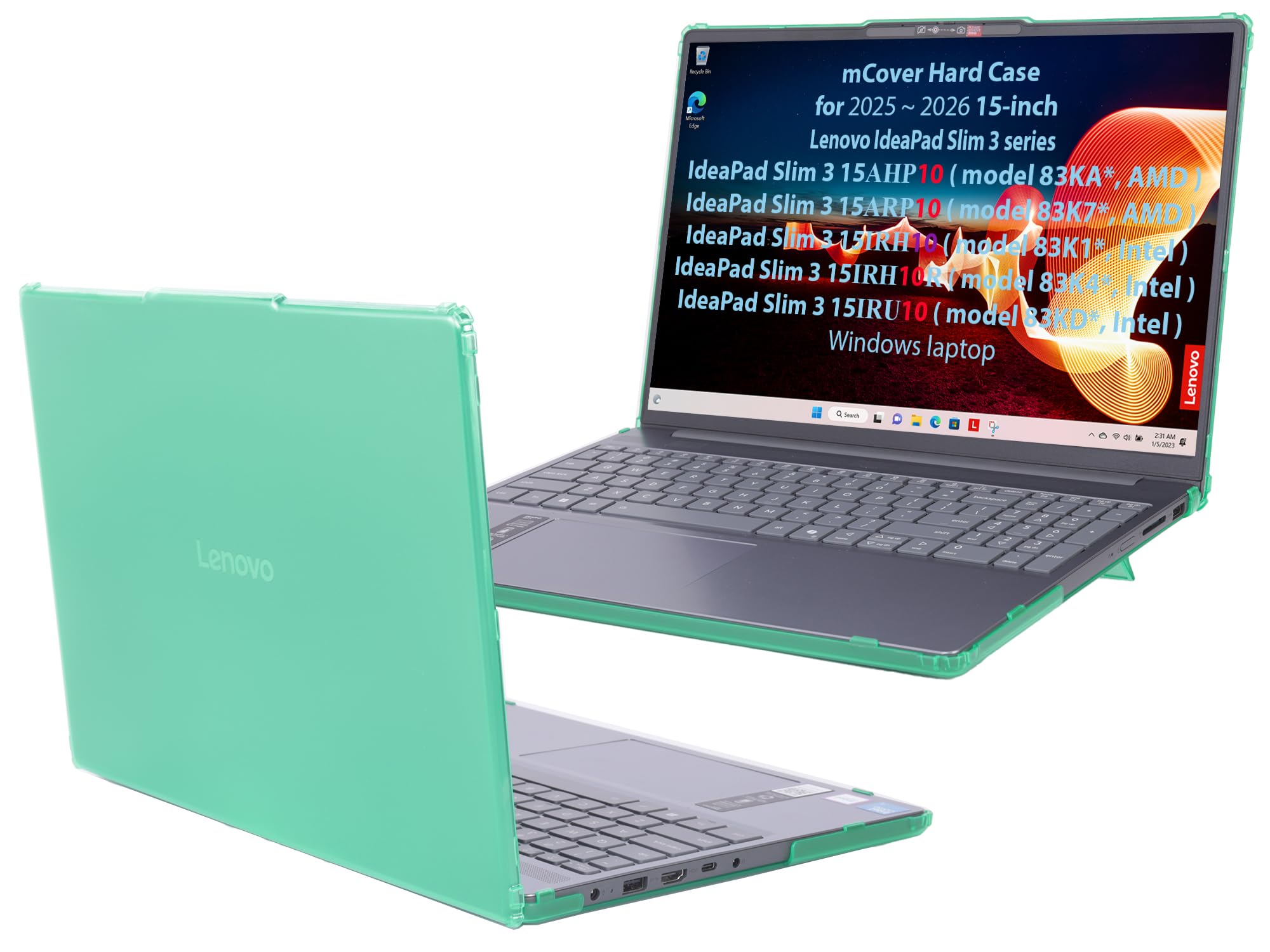 mCover Funda solo compatible con computadoras Lenovo IdeaPad Slim 3 15AHP10 / 15ARP10 / 15IRH10 / 15IRH10 / 15IRU10 / 15IRU10 Series 2025-2026 (no es compatible con ningún otro modelo Lenovo) (verde)