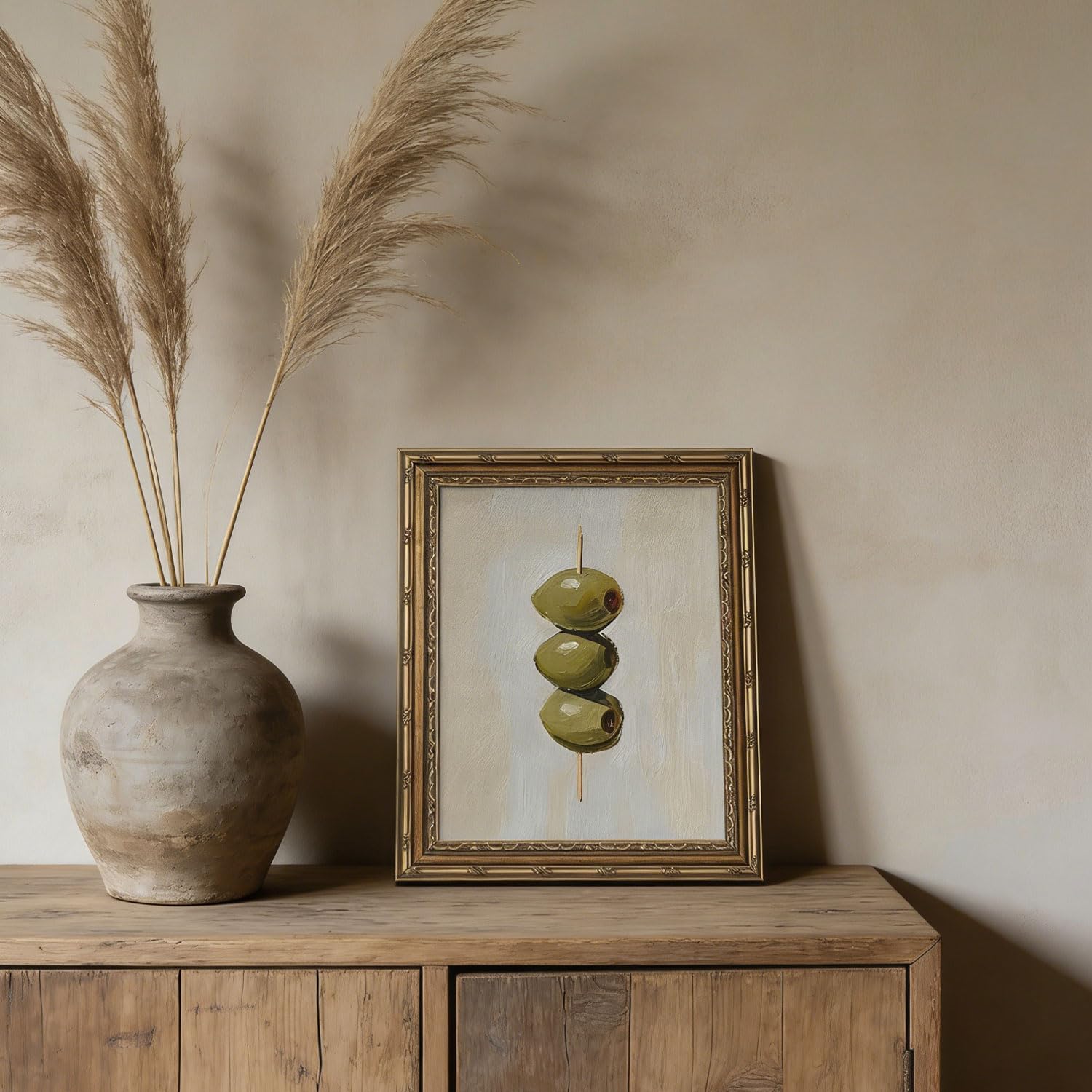 Gold Framed Wall Art Vintage Dirty Martini Olives Wall Art Retro Green Olives Cocktail Bar Cart Wall Decor Picture Summer Trendy Minimalist Kitchen Poster Print for Living Room Dining Room 9x11in — view 6