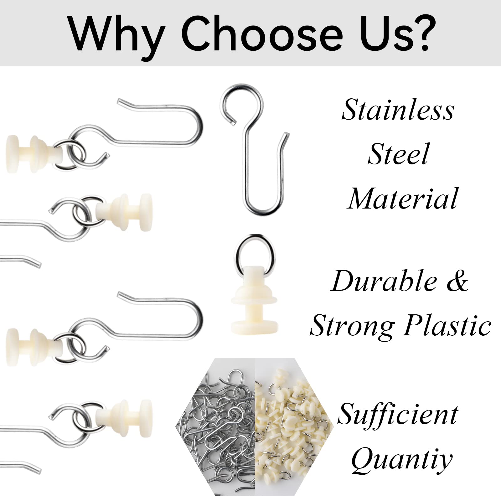 Ganci Per Tende In Metallo - 50 Pezzi, Nero, Per Doccia E Finestre, Facili Da Installare - Foto 11