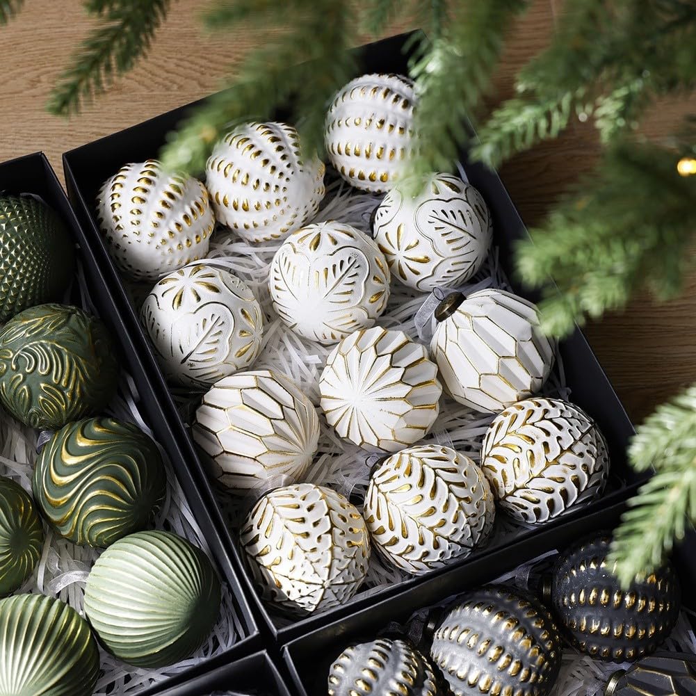 Coronas de plástico Hosrivae de 8 cm, adornos de Navidad estilo vintage para árboles, 12 piezas