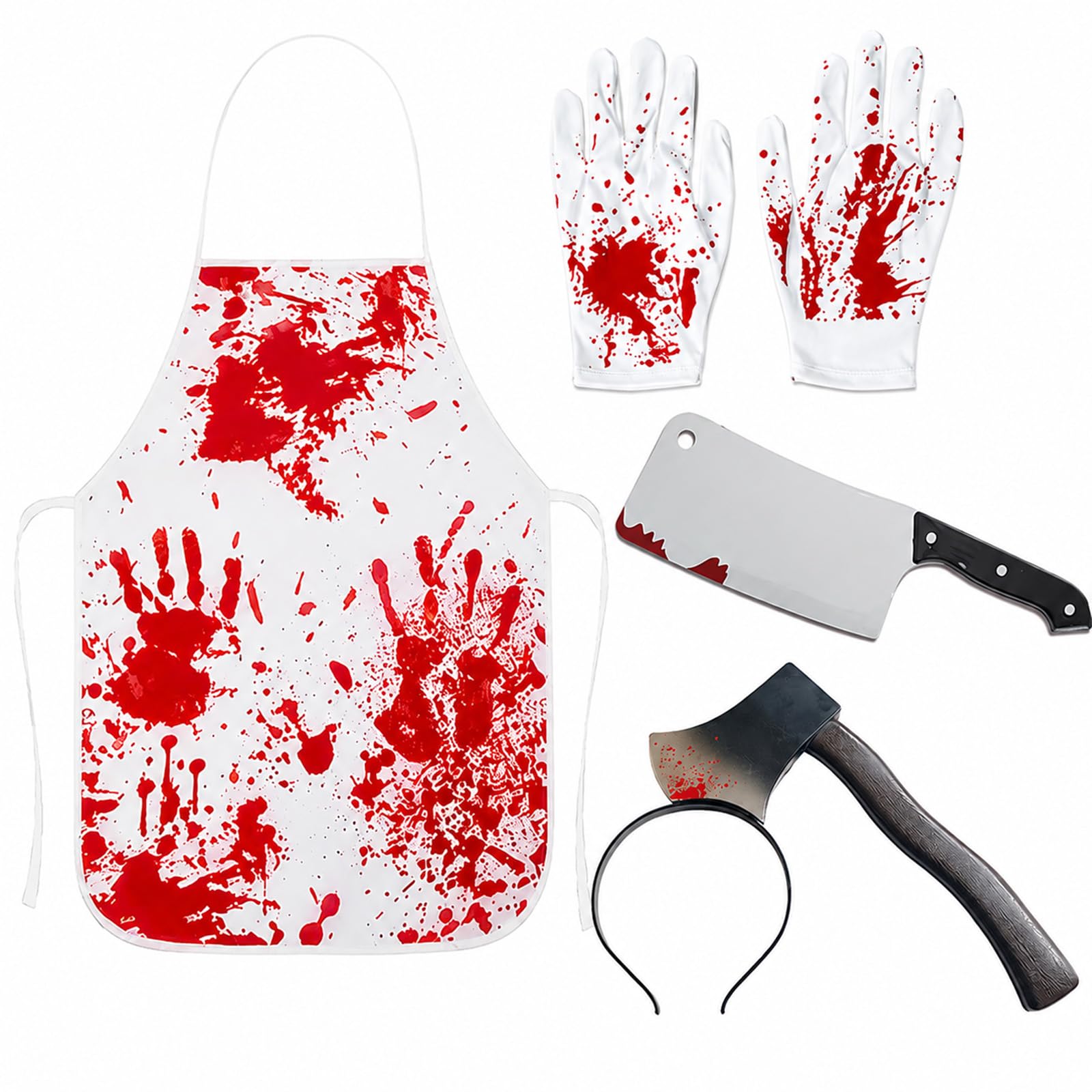 4 PCS Halloween Bloody Butcher Set Reusable Polyester Creepy Costume Props