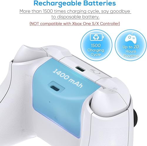 Miniatura 5 de Soporte de ventilador de refrigeración para Xbox Series S con paquete de 4 baterías recargables de 1400 mAh, estación de carga vertical YUANHOT