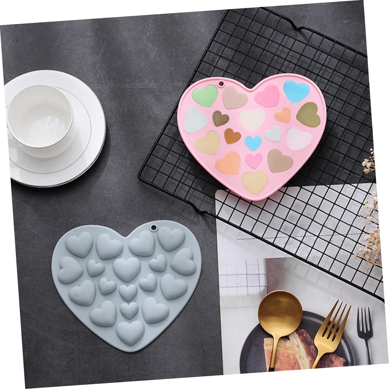 IMIKEYA 4 set di stampi antiaderenti per cuocere strumenti per mousse decorazione di biscotti cubetti di ghiaccio dolci cioccolatini decorazione di dolci decorazioni da 2 pezzi x 4