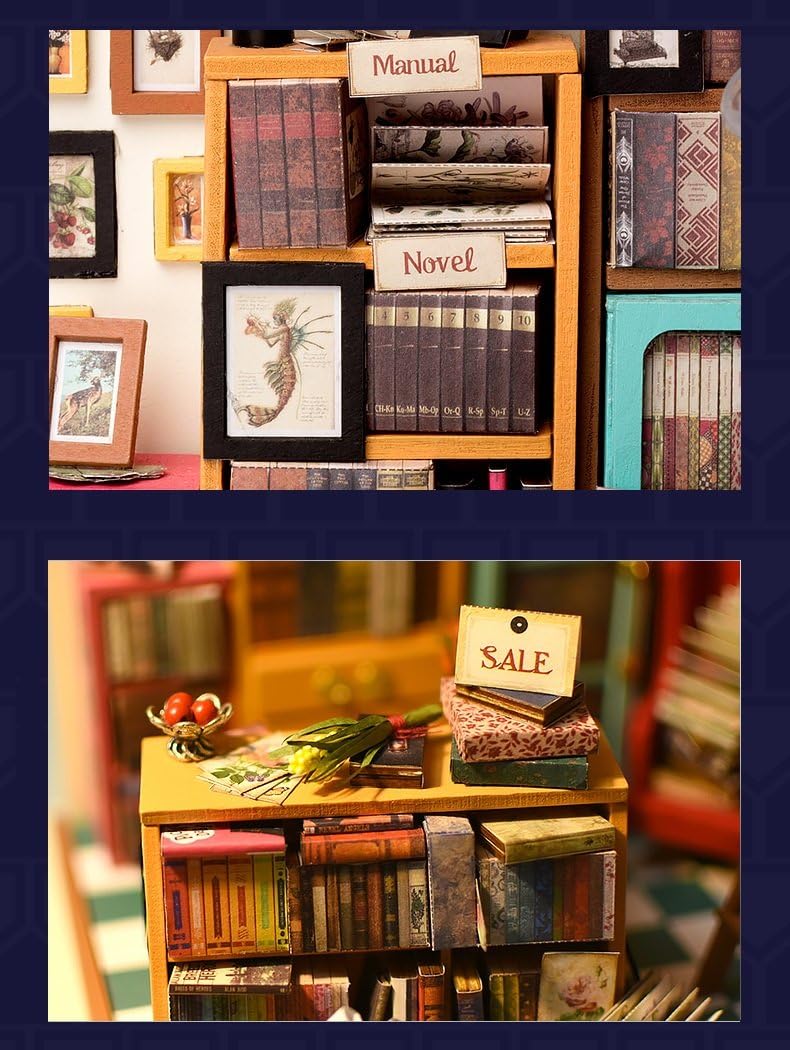 Uр Tо 40% оƒƒ TORCHNOLOGY DIY Dollhouse Miniature Set-Model Building to Garden Fairy House 3D Wooden Puzzle House (Bookstore)