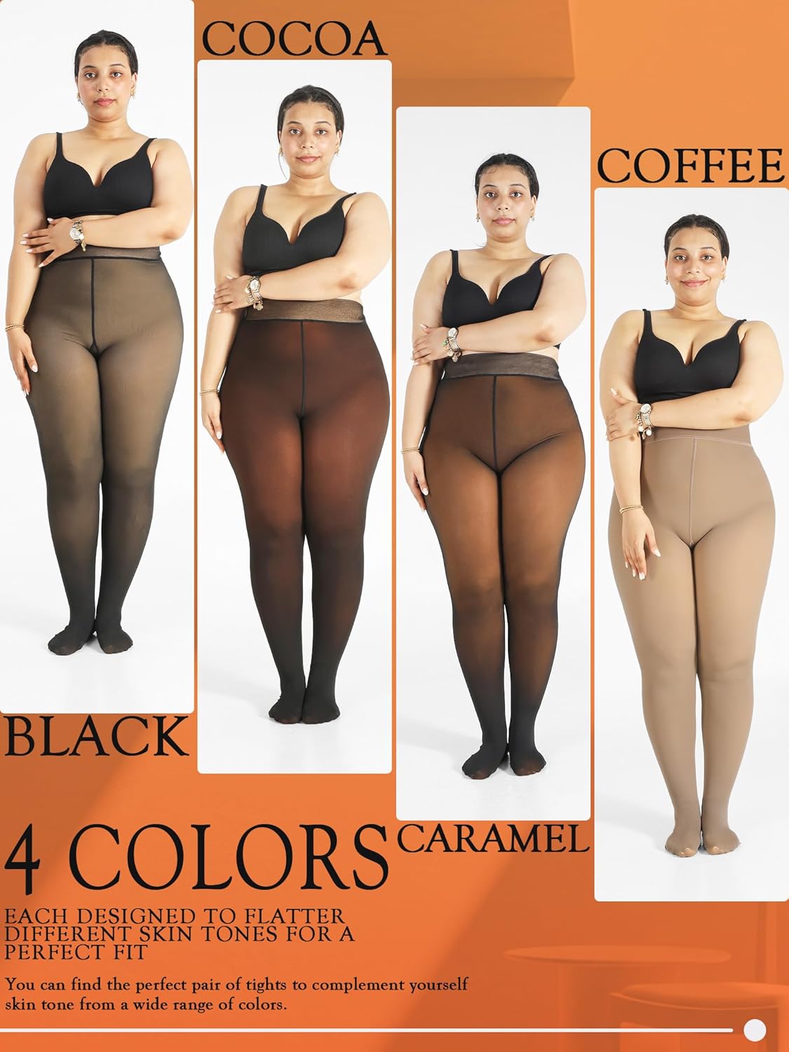 DORALLURE Plus Size Fleece Lined Tights Women, Skin Colored Winter Thermal Leggings Fake Translucent Warm Pantyhose - Image 6