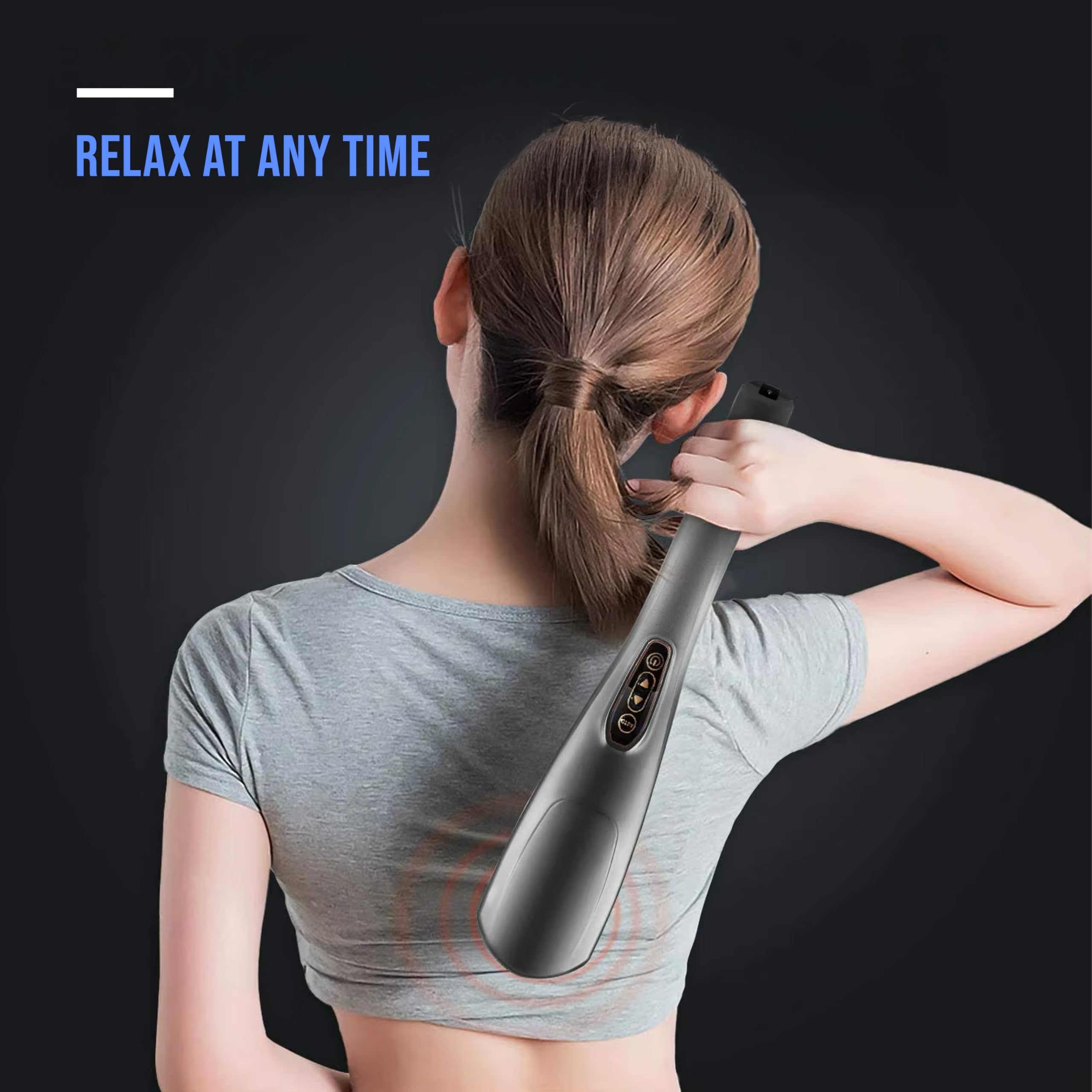 Masajeador inalámbrico para cuerpo y espalda, 6 cabezales, función de calefacción, LCD, 12 modos, 10 niveles de potencia: relajación y alivio del dolor muscular, cuello y piernas